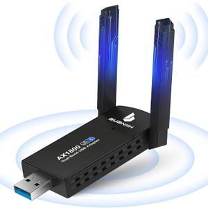 WiFi USB Adapter for PC,USB WiFi Adapter for Desktop PC,1800Mbps Dual Band 2.4G & 5G,Dual 5dBi Antennas High Gain 802.11AC,Stable Transmission,Smoother Online Videos&Games,Supports Win 7/8/8.1/10/11