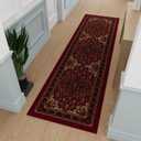 Ottomanson Hallway Runner Rug 2'7" x 9'6" Non Slip Oriental Area Rugs Easy to Clean Laundry Rug Runner Durable & Pet Friendly Floor Carpet Runners for Hallways Entryway Living Room Kitchen, Red