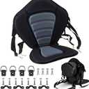 Kayak Seat Deluxe Padded Fishing Boat Seat Deluxe Sit-On-Top Canoe Seat Cushioned - Comfortable Backrest Support Universal Sit with Adjustable Back Strap Detachable Storage Bag