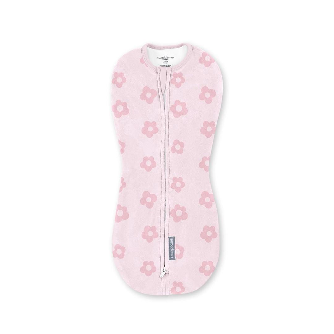 SwaddleMe by Ingenuity Compression Baby Swaddle Pod, Two-Way Zipper for Easy Diaper Changes, Improves Sleep & Calms Startle Reflex, 0-2 Months, 1.0 TOG, 1-Pack - Flower Confetti