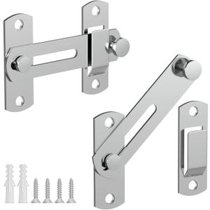 180 Degree Flip Sliding Barn Door Lock for Privacy - Safe barn Door Locks and latches for Barn Door, Pet Door, Bathroom, Outdoor, Garage, Window, Sliding Door (Silver 2)