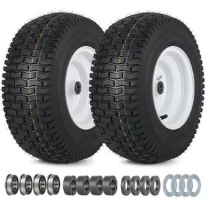 GICOOL 16x6.50-8 Tubeless Tire and Wheel, 16x6.5-8" Lawn Mower Tires, 3"-4.5" Offset Hub, 3/4" or 5/8" Bearing, Universal Fit Riding Mower and Garden Tractor Front Wheels, 4 Ply, Turf Pattern, 2 Pack