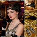 kasahara 1920s Flapper Roraing 20s Costume Accessories Set Feather Headband, Earrings, Pearl Necklace Bracelet, Long Gloves