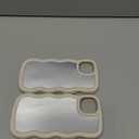 Mephoro 2 Pack Mirror Case for iPhone 13, with Curly Wave Frame Phone Cover Shockproof Protective Cover for iPhone 13 Women Girl Makeup, Stone