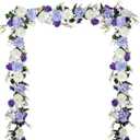 Lvydec Artificial Peony Flower Garland - 6ft Silk Peony Purple Flower Garland Arch Flower Vine for Wedding Party Table Decoration (2, Purple and White)