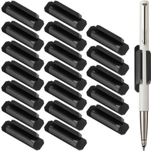 20PCS Adhesive Silicone Pen Holder for Desk Organizer, Strong Sticker Pencil Marker Holder for Clipboard Classroom Office Teacher Supplies (Black)