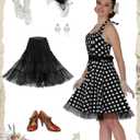 DRESSTELLS 50s Petticoat Skirts Women Vintage Tulle Underskirt Retro Tutu Crinoline (Black, Large)