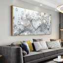 youkuart Wall Art Modern Flowers Artwork Love Heart Wall Decor White Canvas Prints for Living Room Bedroom Dining Room Home Office Decor Large Framed Ready to Hang 20"x40"