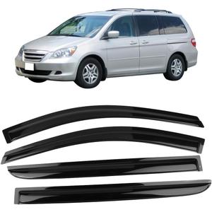 Window Visor Compatible with 2005-2007 Honda Odyssey, Acrylic Black Slim Style Sun Rain Guards Cover by IKON MOTORSPORTS, 2006