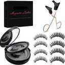 Magnetic Eyelashes, No Glue Magnetic Eyelashes - 4 Pair Natural Look, Lightweight & Waterproof False Lashes, Easy Application Without Eyeliner (Black)