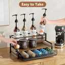 Coffee Syrup Rack Organizer, 3-Tier 8 Bottles Syrup Rack with Pod Holder Drawer for Nespresso Pods, Holds up to 30 Big or 40 Small Capsules, Countertop Coffee Bar Organizer for Kitchen Cafe