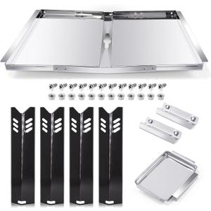 Grill Replacement Parts for Dyna Glo DGF493BNP, DGF510SBP, Backyard Grill BY13-101-001-12, BY14-101-001-02 and BHG Grill Parts, Adjustable 24''-30'' Grease Tray, Heat Plates for Dyna Glo 4 Burner.