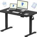 FLEXISPOT EN1 Whole-Piece Standing Desk 48 x 24 Inches Electric Height Adjustable Desk for Home Office (Black Frame + Black Table Top) (48x24")