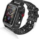 Realproof Waterproof Case for Apple Watch Series SE | SE2 | 6 | 5 | 4 44MM with 3PCS Premium Soft Silicone Band, Dropproof Shockproof Resistant Rugged Protective iWatch Case Bulit-in Screen Protector