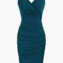 GRACE KARIN Women's Sexy Spaghetti Straps Cocktail Dresses for Wedding Guest Ruched V-Neck Bodycon Dress S