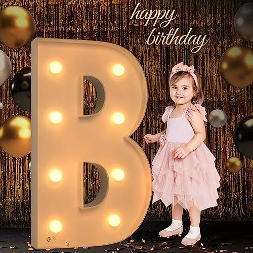 Marquee Light Up Letters, 3FT Large Letters for Party Decorations, Marquee Numbers, Mosaic Balloon Frame, Baby Letters for Baby Shower Birthday Wedding Engagement Party, Pre-Cut Foamboard Letter B