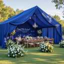 20ftx40ft Royal Blue Ceiling Curtain for Wedding Parties 4 Panels Wrinkle-Free 40 FT Long Tent Draping Curtains for Wedding, Birthday & Theme Parties, 40ft Height with Rod Pocket