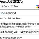 HP DeskJet 2827e Wireless All-in-One Color Inkjet Printer, Scanner, Copier, Best-for-Home, 3 Month Instant Ink Trial Included, AI-Enabled (6W7F5A)