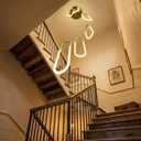 6 Rings Modern Dimmable LED Chandelier Dining Room Pendant Light Fixtures Ring Chandelier for Foyer Staircase Living Room Kitchen Island Gold, 6x18" Ring