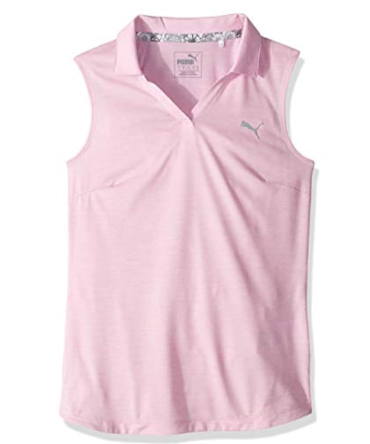 Puma Golf Girls 2019 Heather Polo, Pale Pink, Medium
