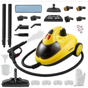 STEAMBOT Heavy Duty Steam Cleaner with 2L Large Water Tank, 28-in-1 Multipurpose steam cleaner for home, High Temperature Deep Cleaning for Grout, Floor, Tile, Oven, Car, Window&Kitchen No Chemical (Yellow)
