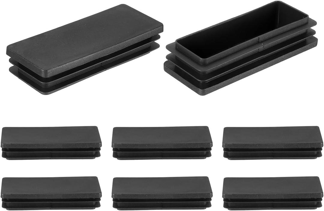 Uxcell 8 Pcs Rectangle Tubing End Caps 4 x 1 19/32 Inch Plastic Hole Plugs Insert End Cap for Metal Tubing Post Chair Leg Table Bookshelves Furniture, Black