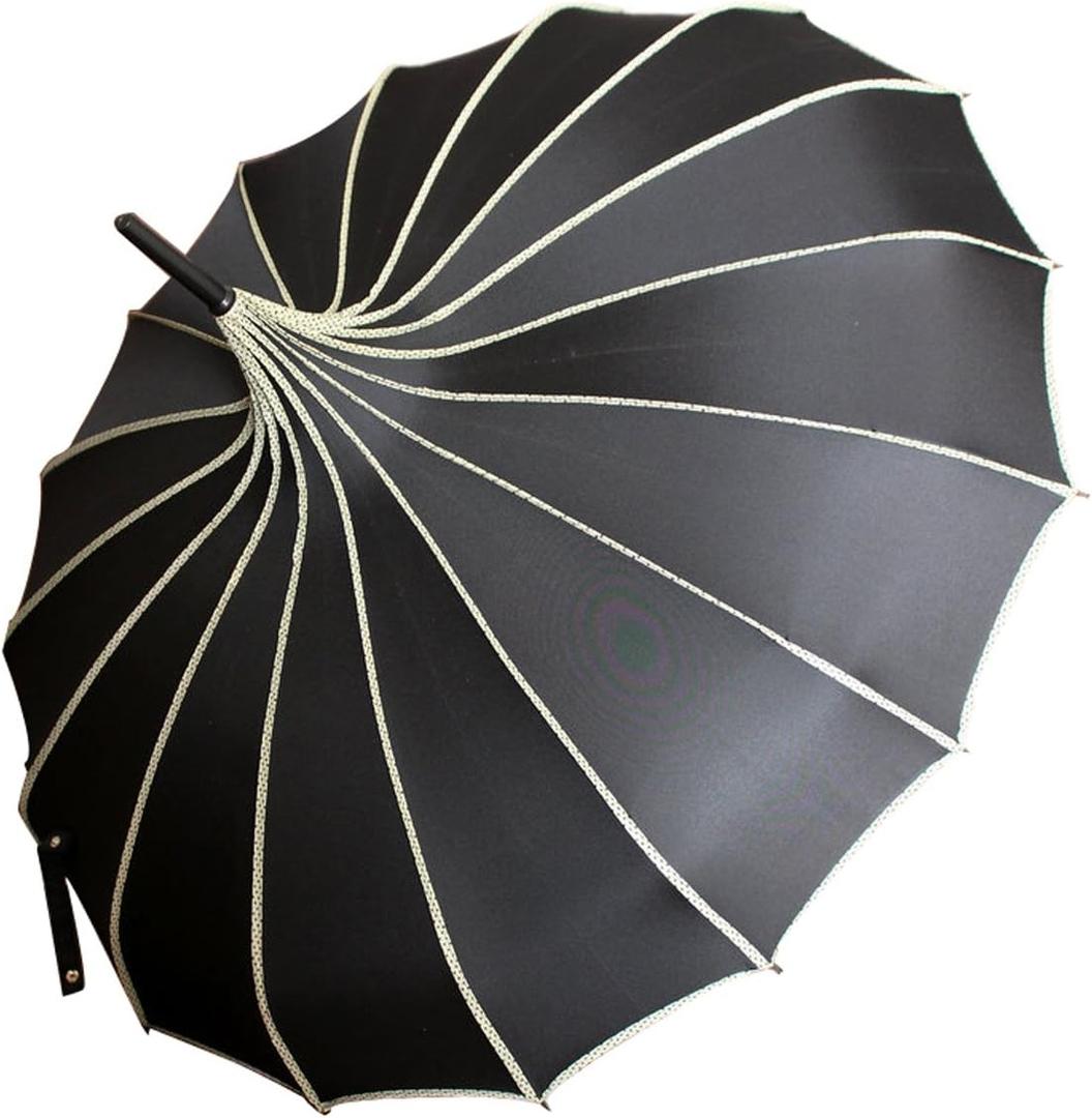 VIVI SKY Pagoda Peak Old-fashionable Ingenuity Umbrella Parasol (black), 35 Inch