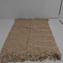 Collive Small Bathroom Rug, 2' x 3' Hand-Woven Low Profile Front Entryway Rug, Tan Cotton Reversible Washable Kitchen Mat Modern Farmhouse Carpet for Foyer Bedroom Back Door Decor