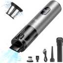 DEDC Car Vacuum Cleaner High Power, 15000Pa Cordless Vacuum Portable Rechargeable with LED Screen, Ultra-Lightweight Dust Buster with USB-C Charging, 2 Speeds, 4 in 1 Air Blower for Car, Home, Pet (Silvery)