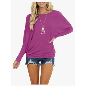 MIHOLL Womens Long Sleeve Batwing Casual Loose Dolman T-Shirt Blouse Tops S