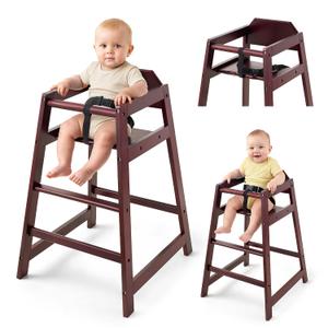 Wooden High Chairs for Babies and Toddlers, Burgundy | Restaurant-Style Stackable, Commercial Grade Solid Wood, For Dining Table & Kitchen, Easy to Clean Baby Booster Seat