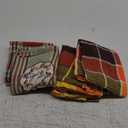 DII Thanksgiving Fall Kitchen Towels Collection Decorative Embellished Dish Towel Set, 18x28, Cozy Picnic Plaid, 4 Count