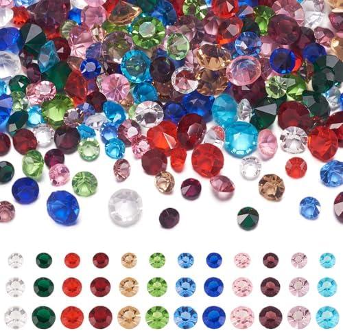 Beadthoven 180pcs Mini Pointed Back Rhinestone Cabochons, 12 Birthstone Colors Faceted Rhinestone Diamond Beads for DIY Jewelry Making Dress Embellishment
