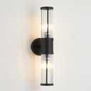 Bathroom Light Fixtures 2-Light Matte Black Bathroom Vanity Light Modern Wall Lights for Bedroom Bath Mirror Lights with Glass Rods Shades for Mirror Bedroom Hallway (Black-19.69IN)