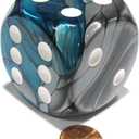 Steel and Teal Gemini Dice With White Pips 50mm (2in) D6 Die Chessex