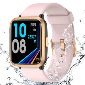 Fitness Tracker Watch with Heart Rate Monitor, Activity Tracker with Pedometer, Sleep Monitor, Calories & Step Counter, 5ATM Waterproof Smart Watch for Women Men Health Fitness Watch for Sports (Light Pink)