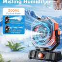 Portable Misting Fan with 20000mAh USB Rechargeable Battery, 250mL Water Tank & LED Lantern – Cooling Fan with Mister for Camping, Home, Tent, Beach, Picnic, Barbecue, Outdoor & Indoor Use