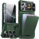 SSLOTSCASE for iPhone 16 Pro Wallet Case with 2X Screen Protector, Card Holder & Hidden Kickstand & Camera Protection, Stylish Durable TPU Soft Silicone Edge Protective Cover for iPhone 16 Pro, Green