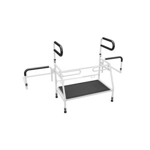 WISDEER Bed Step with Handle for Elderly Adults Double Safe Deluxe Step Stool Footstool with Dual Handle Bed Rails for Elderly Adults Handrail, Height Adjustable. Padded Non-Slip Hand Grips-White