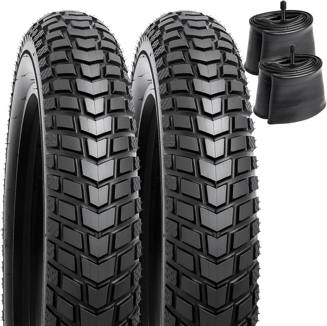 2-PCS 26" Heavy Duty Fat E-Bike Tires 26 x 4.0/98-559 and 26"x4.0" Heavy Duty Bike Tubes Scharder Valve Compatible with 26x4.0 26x4 E-Bike All-Terrain Directional Tread Bicycle Tires and Tubes(Y-1140)