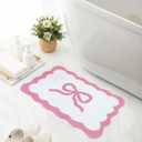 Cute Aesthetic Girly Bath Mat for Women's Bathroom, Microfiber Absorbent Non Slip Tufted Rug for Floor, Machine Wash Dry, Bath Mats for Bathroom Floor, Tub, Shower, and Decor (20x32 inch, Pink).