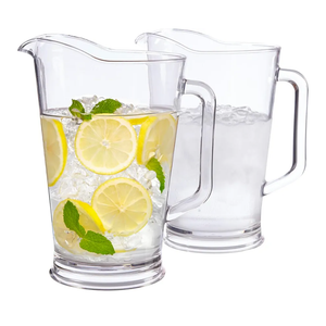 US Acrylic 64oz Bistro Clear Pitcher | Set of 2 Beer Pitchers | Reusable, BPA-free, Made in the USA, Indoor and Outdoor Pitcher Set for Water, Lemonade, Juice, Soda Pop, and Beer