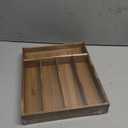 Kiasthome Acacia Wood Silverware Drawer Organizer, Kitchen Utensil Cutlery Drawer Organizer with Grooved Dividers, Flatware Organizer Silverware Tray Holder for Spoon, Fork, 11''x13.8'' (5 Slots)