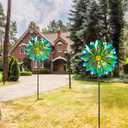 Viveta Kinetic Wind Spinner, 53 inch Outdoor Metal Wind Spinners for Yard and Garden, Double Windmill with Stable Stake