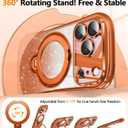 360° Spin Magnetic Stand for iPhone 17 Pro Glitter Case 6.3", Cosmic Orange