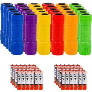 Whaply Small Mini Flashlights Pack of 30, Assorted Colors,New Type Cob Light,With Battery