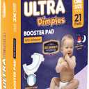 Dimples Booster Pads, Baby Diaper Doubler Inserts with Adhesive - 1 Size Fits All Diapers - Boosts Absorbency - No More leaks for Overnight, Travel, Nighttime or Anytime 21 Count