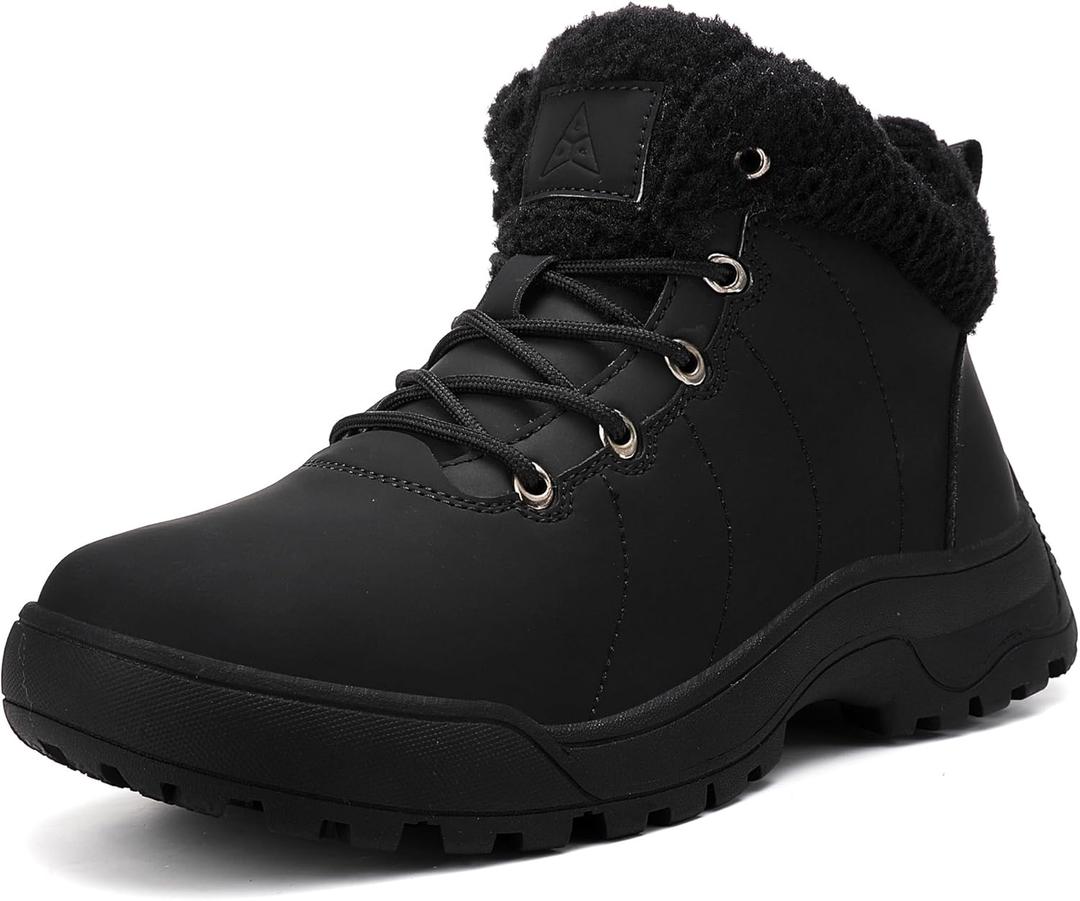 binkasen Womens Snow Boots Warm Winter Fur Lined Waterproof Ankle Booties Comfortable Outdoor Trekking Shoes Black US 10