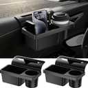Car Window Storage Organizer, 2.7 Water Cup Holder for Car Side Door Multi-Functional Vehicle Organizer Rack for Cell Phone, Key, Bottle, Snacks, Fit for Most of Cars - Black, 2 Pack