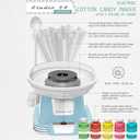 Retro Cotton Candy Machine with 5 Jars (11oz Each) Floss Sugar, 50 Paper Cones, Easy Cleanup Cotton Candy Maker, Durable Retro Design, Makes 2030 Servings per Jar, BPA & Lead Free